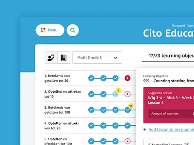 Snappet - Education Plan education interface menu plan pupil snappet teacher ui ux