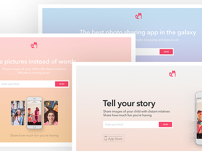 Photo Sharing App Landing Page app app store clean gradient landing page minimal mobile pastel typography webdesign website design