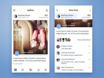Wishme - feed app design interface ios iphone post ui view