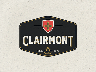 Logo design for Clairmont Beer Company beer cross logo design shield vintage