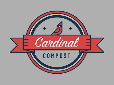 Cardinal Compost badge bird cardinal illustration mark