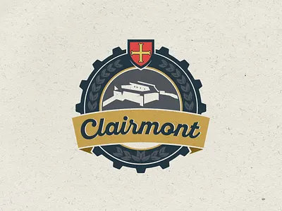 Logo design for Clairmont Beer Company beer beverage castle cross gear logo design spirits vintage