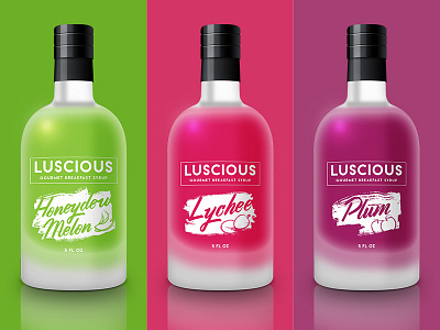 Luscious: Gourmet Breakfast Syrup branding breakfast colorful food fruit package design packaging saturated colors syrup