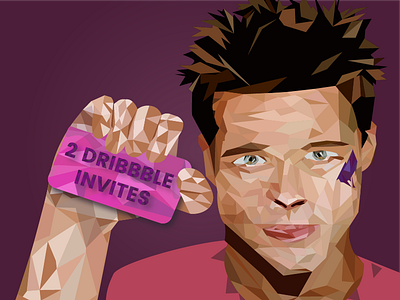 Fight Club bradpit character draft dribbbleinvite fightclub giveaway illustration invites lowpoly movie share tylerdurden