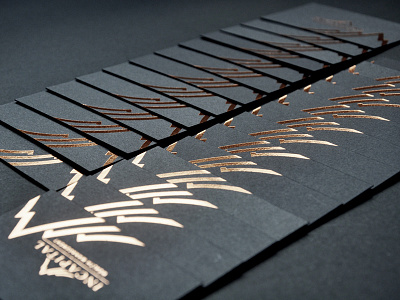 Incapital Copper Foil Black Business Card black business card copper copper foil dark grey foil gsm hotstamping incapital minimal namecard textured card