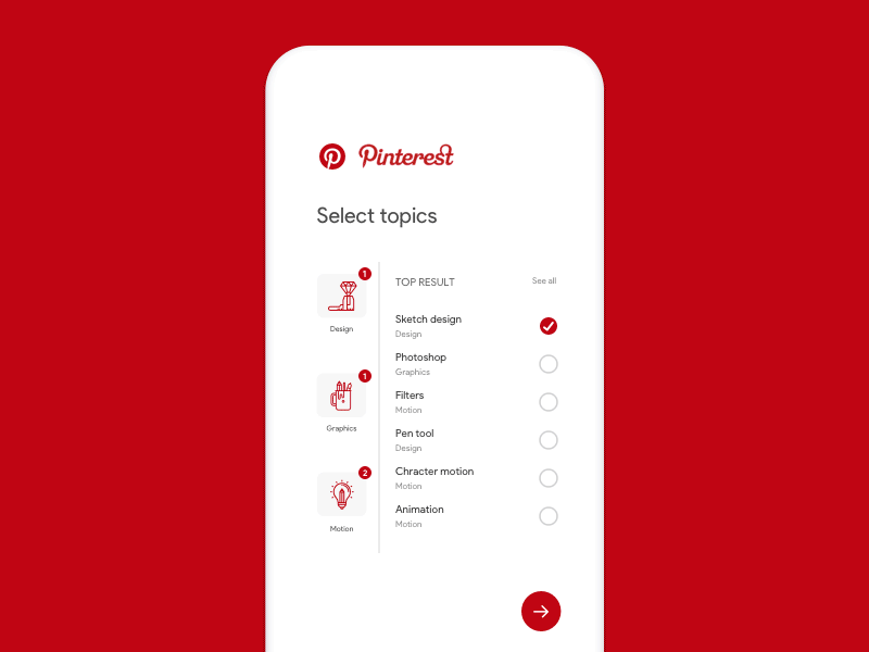 Pinterest - Customerization ae animation johnyvino gif pinterest red search select topic ui ux
