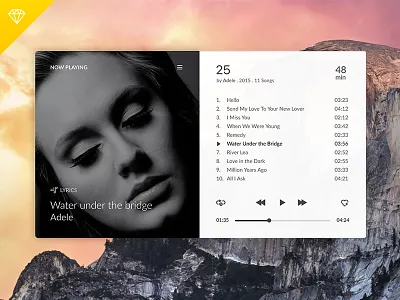 Adele Music Player — Sketch Freebie adele flat freebie interface media music player playlist sketch ui uidesign ux