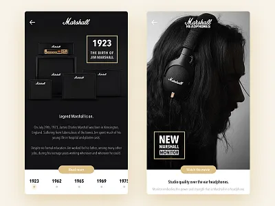 Marshall Rebound amps app design interface ios mobile music sound ui ux