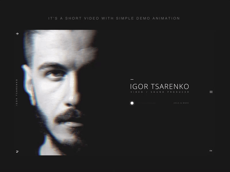 IGOR TSARENKO. Animation. Home & Menu black glitch music plyuto portfolio site ui video web website white zipl