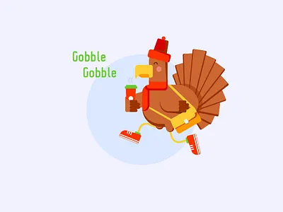 Happy Thanksgiving Everyone! bag burn character coffee flat gobble hipster illustration keds shoes turkey