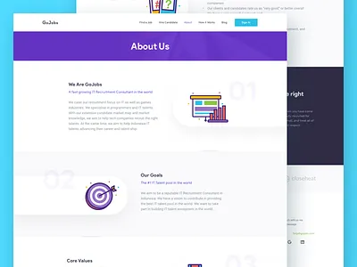 IT Recruitment Website - About Us designer developer employee icon it landing page line icon recruitment timeline vector walktrough web developer
