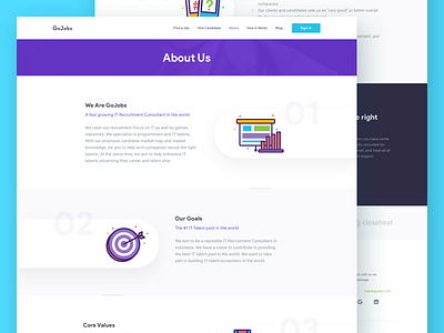 IT Recruitment Website - About Us designer developer employee icon it landing page line icon recruitment timeline vector walktrough web developer