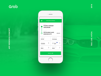 Grab - Redesign app concept app design green interface ios minimal mobile taxi ui ux