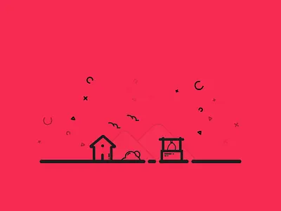 Illustration :) cloud flat hill home illustration line ui well