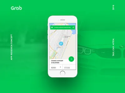 Grab - Redesign app concept app design green interface ios minimal mobile taxi ui ux
