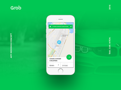 Grab - Redesign app concept app design green interface ios minimal mobile taxi ui ux