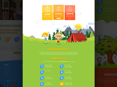 Summer Camp website concept camp camping children kids summer summer camp