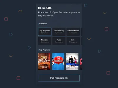 NET Connect - Favourite Programs card dark ui netconnect personalized