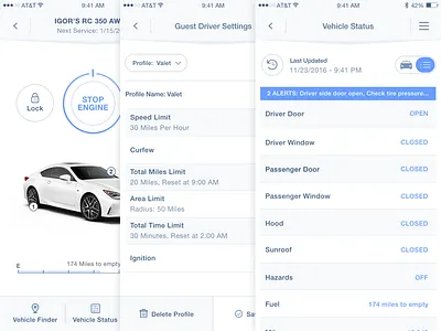 Lexus Mobile App app design enform interface ios iphone lexus mobile product design ui ux