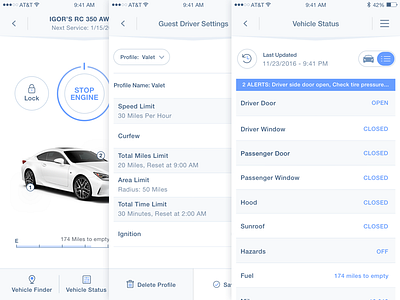 Lexus Mobile App app design enform interface ios iphone lexus mobile product design ui ux