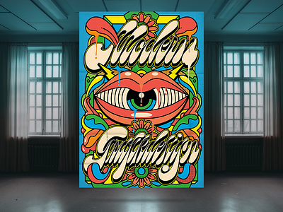 Modern Grafikdesign graphic design lettering pyschedelic retro typography vector vintage