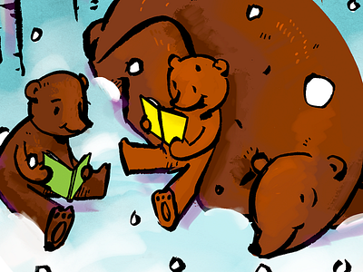 Books as Gifts 2016 Illustration bears literacy reading spot illustration winter