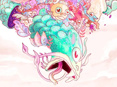 Save the duck dragon duck fish illustration leaf natural ocean plants