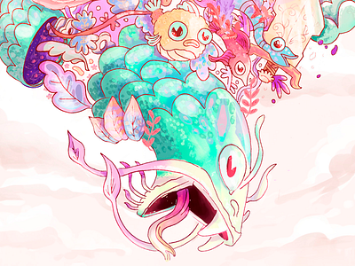 Save the duck dragon duck fish illustration leaf natural ocean plants