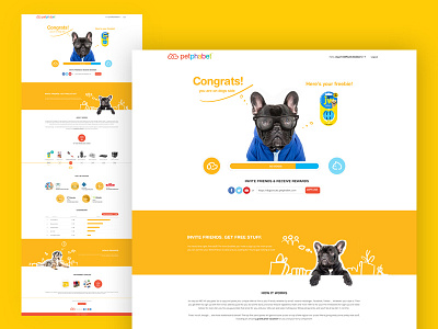 Dogs vs. Cats - Dogs Congrats page cat congratulations dog draw home page landingpage page prize sketch ui design