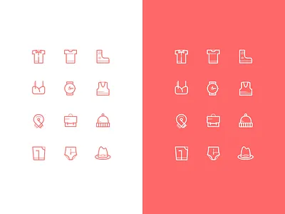 Fashion Iconset bra fashion glyph hat icons illustration line shirt shoes stroke