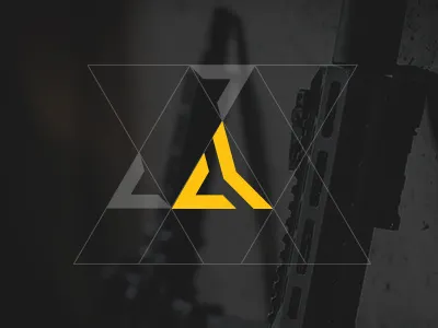 Radian Weapons Branding black brand branding engineering logo manufacturing minimal modern precise radian riot yellow
