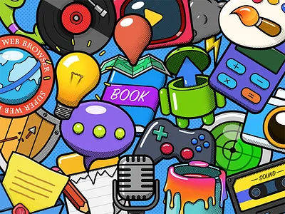 Illustration World Icon dots illustration