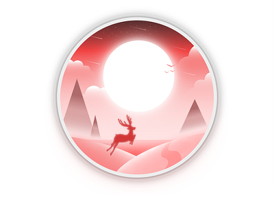 First try of landscape animal deer illustration lake landscape mood