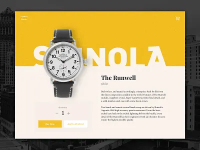 Daily UI #12 – Single Product v1 cart daily ui product shinola single product store watch