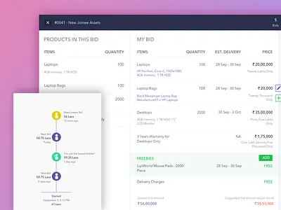 Reverse Auction Platform auction bid buyer design ecommerce interface saas seller ui ux web