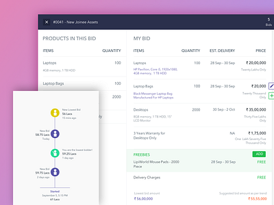 Reverse Auction Platform auction bid buyer design ecommerce interface saas seller ui ux web