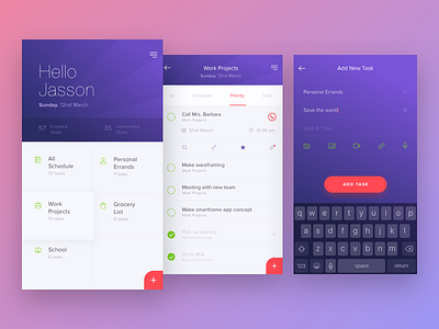 Wooke - To Do List App app interface ios list mobile notes reminder schedule task tasks to do ui