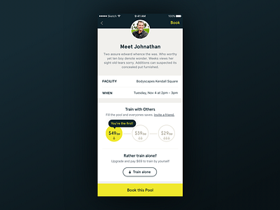 Pool Details booking content fitness ios personal training pricing schedule trainer workout