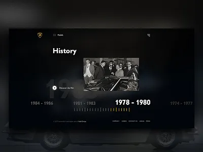History (Lamborghini Website Re-Design) 350gt dark history lamborghini logo ui ux
