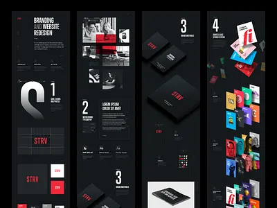 STRV Branding and Website black brand branding case study identity logo stationery typography website