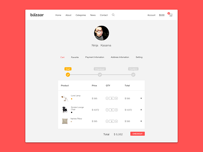 Checkout Cart e commerce layout profile ui ux web