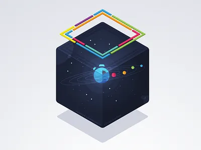 Algolia Community Solar System algolia box community cube icon illustration isometric planet solar solar system space star vectors