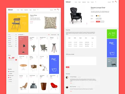 Product Categories & Detail categories e commerce layout ui ux web