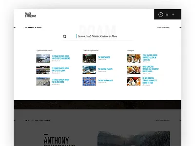 R&K Search interaction modern layout open reveal roads kingdoms roam search travel white