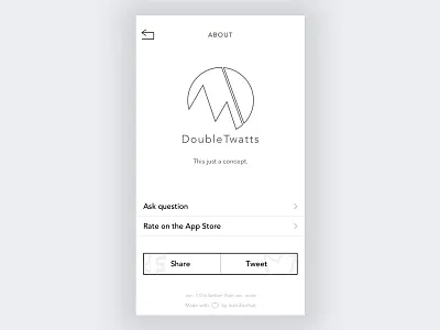 Week #1 (01) — Screen 1 Doubletwatts about flat hipster ios iphone light theme minimalistic share buttons simple social media