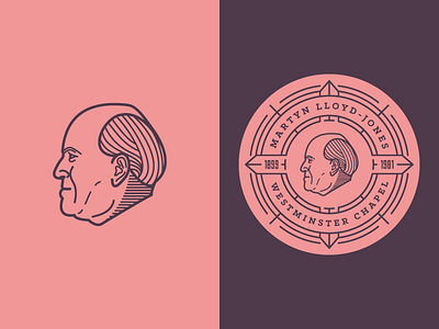 Martyn Lloyd-Jones badge face icon illustration vector vintage