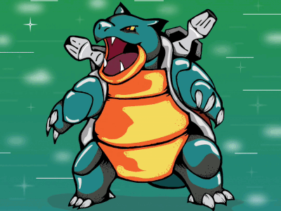 Blastoise animation character design gif holographic illustration pokemon pokemon cards water