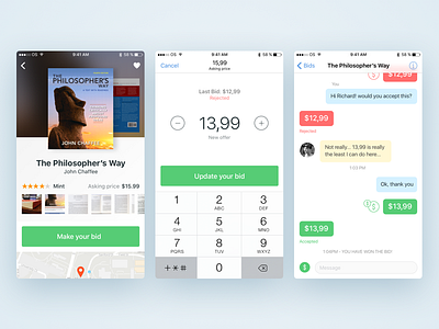 Bid a Book bid blur book buy chat flat ios iphone native outsystems sell silk
