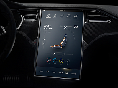 Tesla Concept exploration 3d car climat cluster concept dashboard exploration line map tesla ux visual