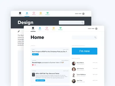 Intranet calendar feed finance fintech intranet new simple team ui ux